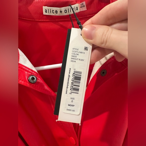 NWT Alice + Olivia Lurlene Vegan Leather Mini Dress in Red Size 0 - Picture 8 of 8